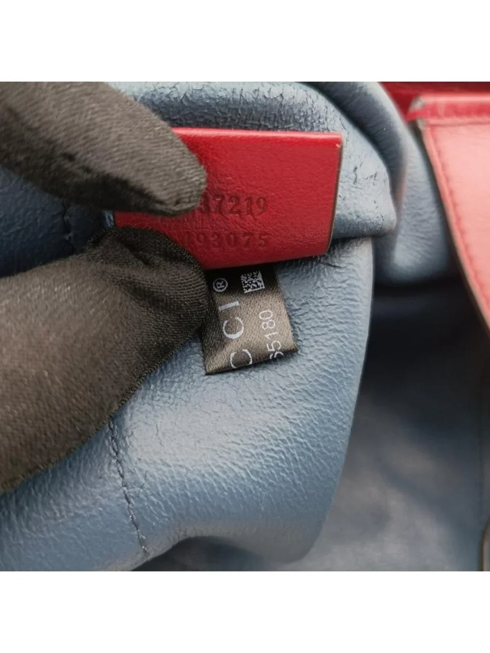 Gucci Rajah Navy Red Suede Leather Shoulder Bag
